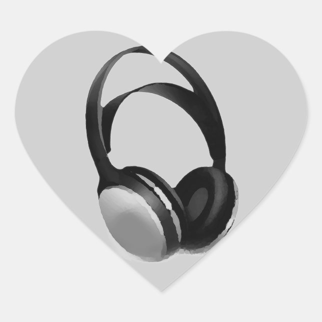 Sticker Cœur Casque Pop Art (Devant)