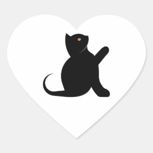Sticker Cœur Cat dit bonjour