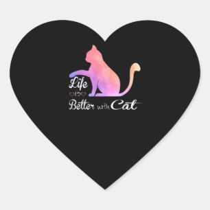 Sticker Cœur Cat lovers Life Is Better With Cat Owner Venin