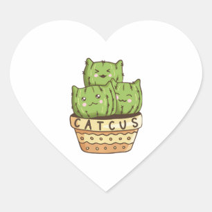 Sticker Cœur Catcus Funny Chat Cactus Chats Cactus Cactus Succu
