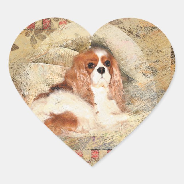 Sticker Cœur Cavalier King Charles Spaniel (Devant)