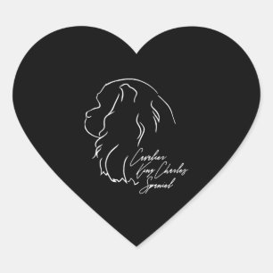 Sticker Cœur Cavalier King Charles Spaniel Profil chien maman