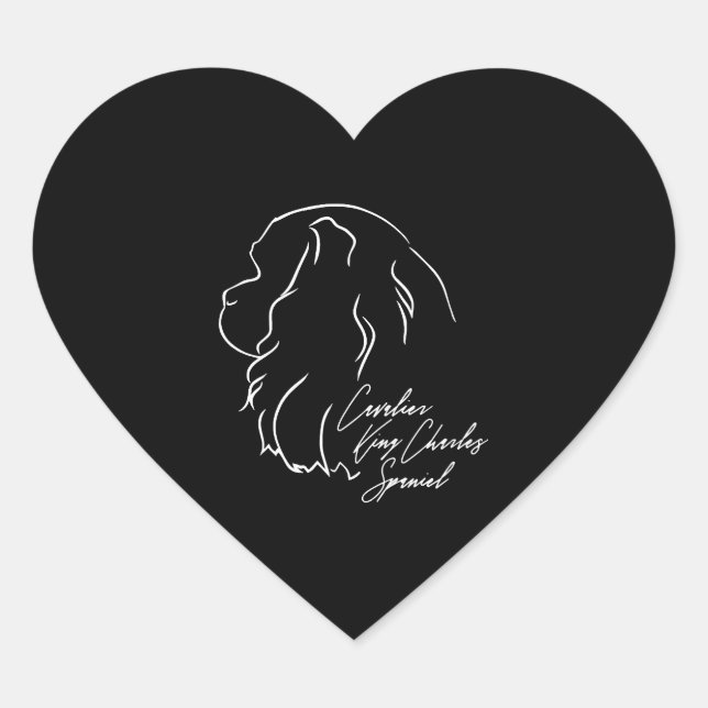 Sticker Cœur Cavalier King Charles Spaniel Profil chien maman (Devant)