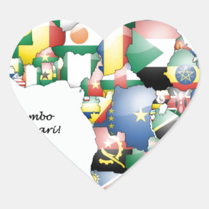 Sticker Cœur Célébration de l'Afrique dans le design des drapea