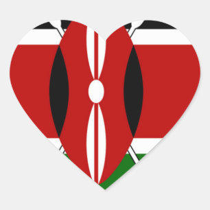 Sticker Cœur Célébration du Kenya Drapeau Coloré Carte Vector A