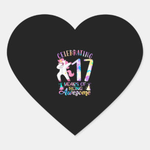 Sticker Cœur Célébrer 17 ans d'être génial Unicorn 17ème