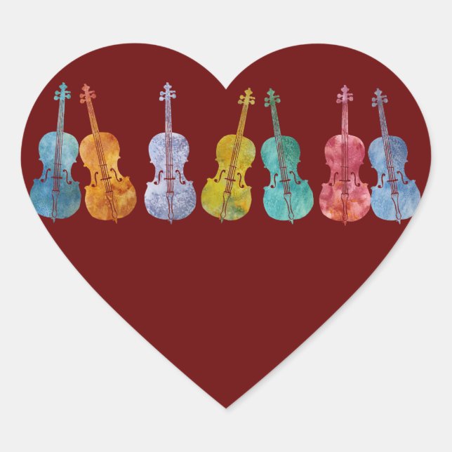 Sticker Cœur Cellos multicolores (Devant)