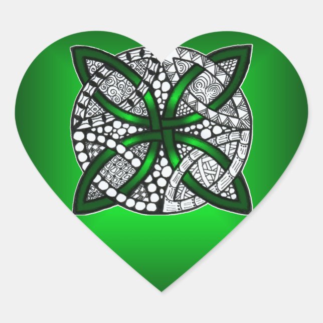 Sticker Cœur Celtic Knot Original Art Green (Devant)