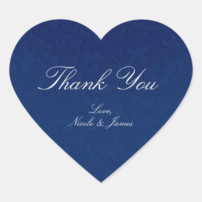 Sticker Cœur Cendrillon Marine Bleu Élégant Mariage de livre de (Devant)