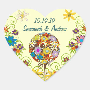 Sticker Cœur Cercle de Forêt Magique de l'Amour Mariage d'arbre