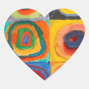 Sticker Cœur Cercles concentrés Carré de Kandinsky