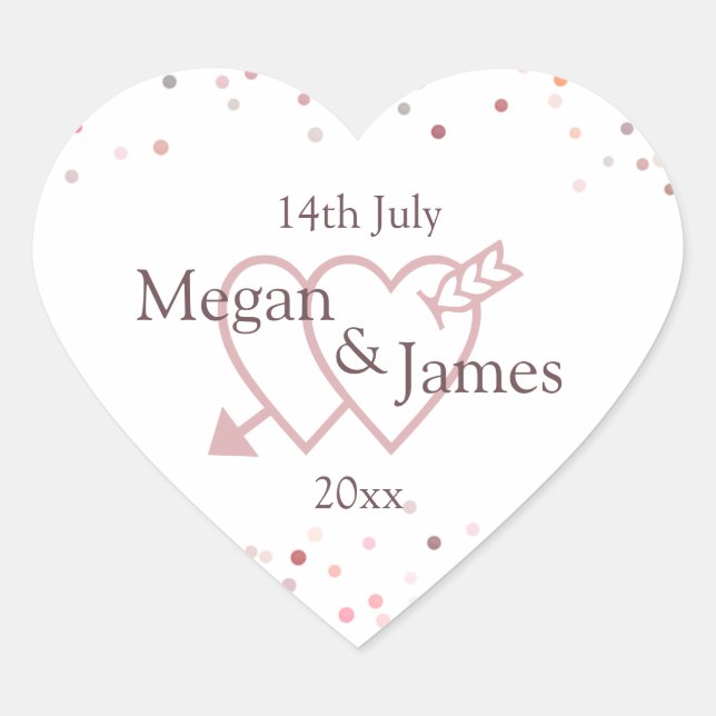 Sticker Cœur Cercles Confetti Roses (Devant)