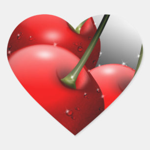 Sticker Cœur Cerises avec gouttes de ragoût