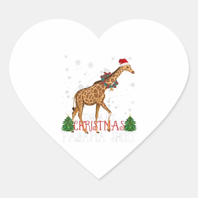 Sticker Cœur C'Est Mon Noël Pyjama Giraffa Noël (Devant)