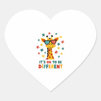 Sticker Cœur C'est Ok Pour Être Différent Girafe Autisme Sensib