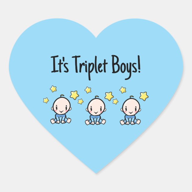 Sticker Cœur C'est Triplet Boys !, Blue, Custom Triplet Babies (Devant)