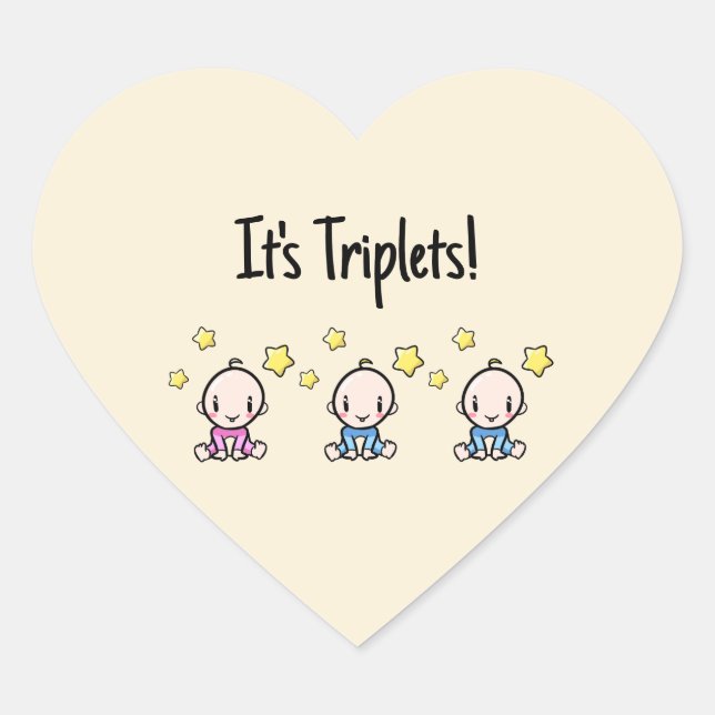 Sticker Cœur C'est Triplets !, Triplet Babies sur mesure (Devant)
