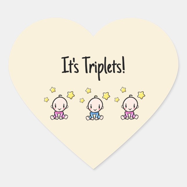 Sticker Cœur C'est Triplets !, Triplet Babies sur mesure (Devant)