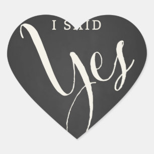 Sticker Cœur Chalkboard Forever & Toujours "I Said Yes" autocol