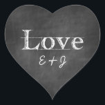 Sticker Cœur Chalkboard Love Monogramme Enveloppe Coeur Phoques<br><div class="desc">Chalkboard Love Monogramme Enveloppe Coeur Phoques</div>