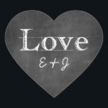 Sticker Cœur Chalkboard Love Monogramme Enveloppe Coeur Phoques<br><div class="desc">Chalkboard Love Monogramme Enveloppe Coeur Phoques</div>