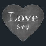 Sticker Cœur Chalkboard Love Monogramme Enveloppe Coeur Phoques<br><div class="desc">Chalkboard Love Monogramme Enveloppe Coeur Phoques</div>