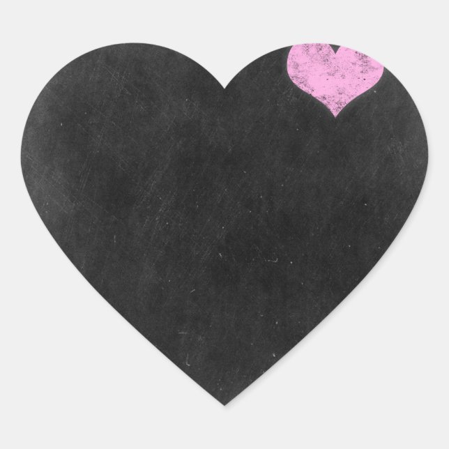 Sticker Cœur Chalkboard Rustique Shabby Chic rose Chalk Love (Devant)