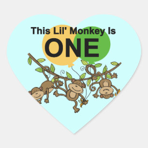 Sticker Cœur Chandails et cadeaux 1er anniversaire des singes