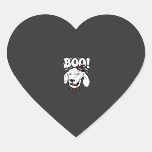 Sticker Cœur Chapeau de sorcière de chien Halloween Boo Chauves