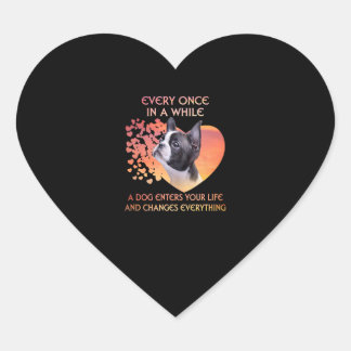 Sticker Cœur Chaque Fois Qu'Un Chien Entre Dans Votre Vie Bosto