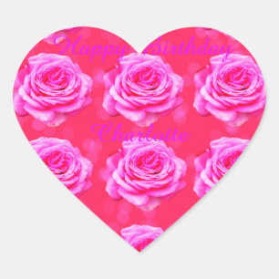 Sticker Cœur Charlotte Happy Birthday Girls Name Logo,