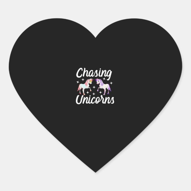 Sticker Cœur Chasing Unicorns Magical Long Sleeve T-Shirt (Devant)