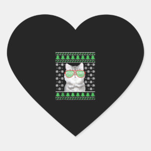 Sticker Cœur Chat avec lunettes de soleil Meowo laide pull de N
