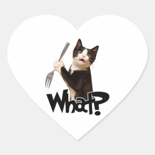 Sticker Cœur Chat Ce Chat Noir Drôle, Chat Avec Fourche
