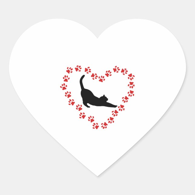 Sticker Cœur Chat & Coeur fait de pattes de chat (Devant)