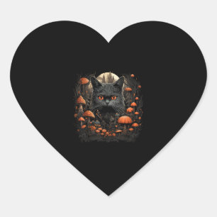 Sticker Cœur Chat de champignons Cottagecore Goth esthétique Ar