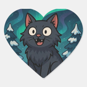 Sticker Cœur Chat de Noël islandais Yule