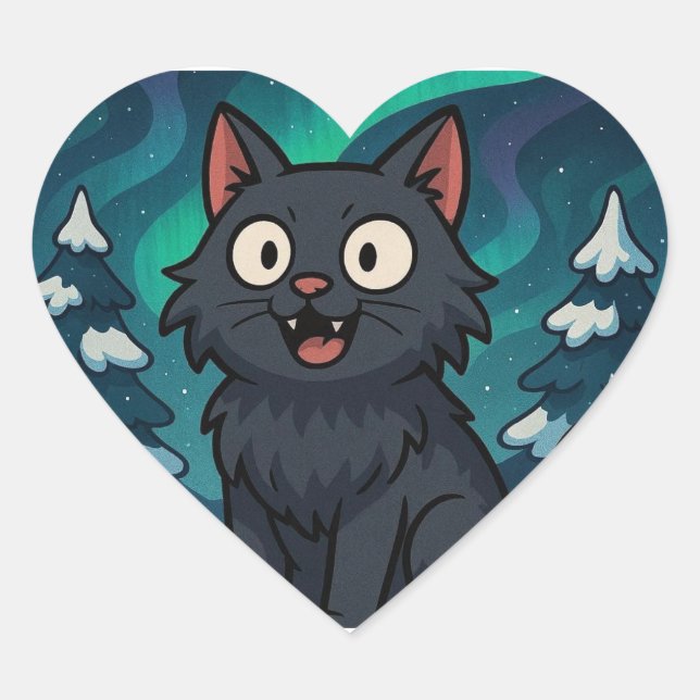 Sticker Cœur Chat de Noël islandais Yule (Devant)