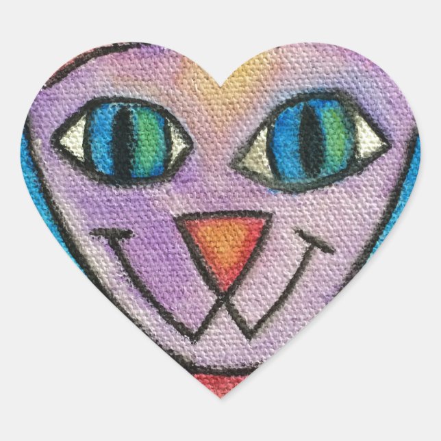 Sticker Cœur Chat de Pink (Devant)