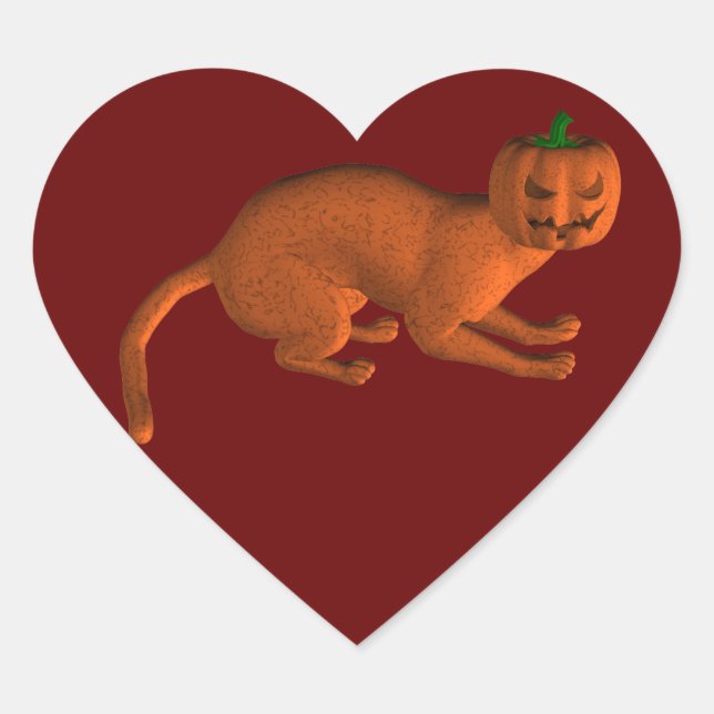 Sticker Cœur Chat de tigre d'Halloween (Devant)