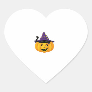 Sticker Cœur Chat d'Halloween en Citrouille - Baguette de chato