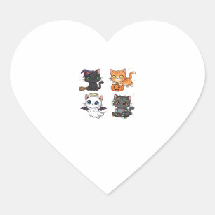 Sticker Cœur Chat d'Halloween Félin Inspiré Effrayant et Élégan