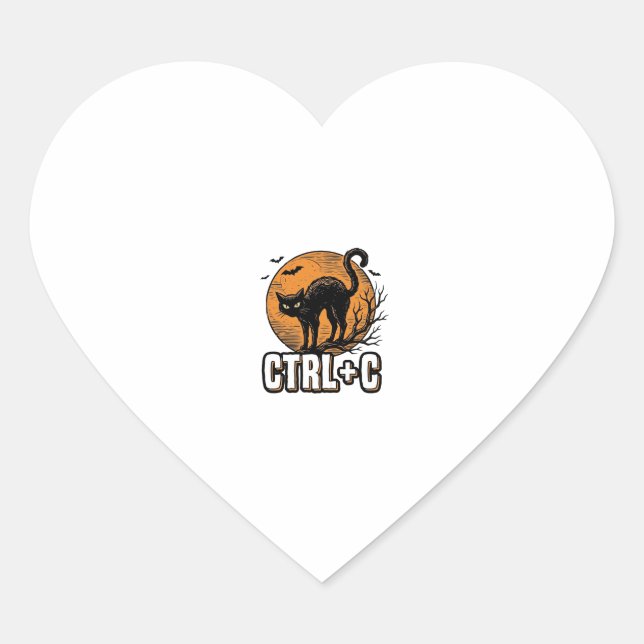 Sticker Cœur Chat effrayant CTRL C Conception vectorielle Hallo (Devant)