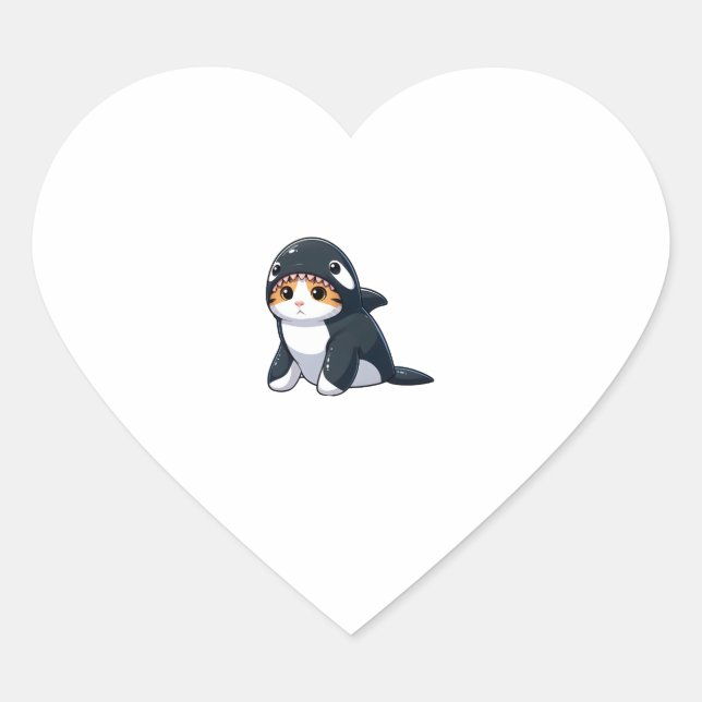 Sticker Cœur Chat en costume Orca (Devant)