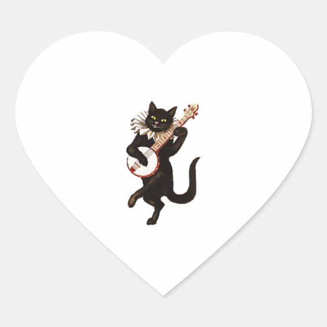 Sticker Cœur chat et banjo (Devant)