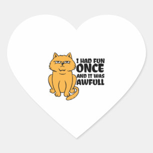 Sticker Cœur Chat Grumpy - Mème Chat Drôle