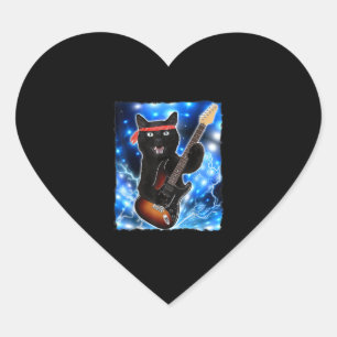 Sticker Cœur Chat Guitare Shirt Rock Band Tshirts Epic Solo Con