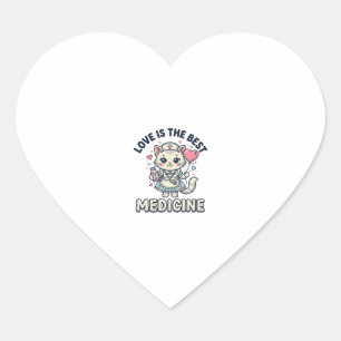 Sticker Cœur Chat infirmière mignonne L'amour est la meilleure