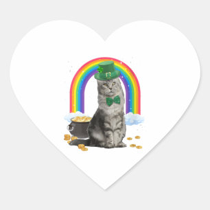 Sticker Cœur Chat Jour de la Saint Patrick Leprechaun Costume S