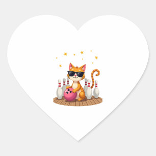 Sticker Cœur Chat mignon Avec Lunettes De Soleil Chat Jouer Bow